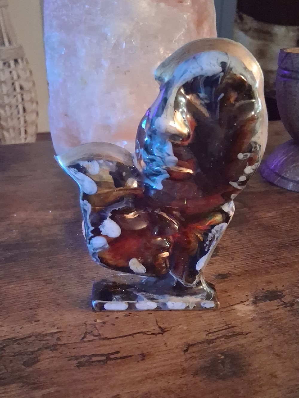 Handcrafted Brown and White Decorative Epoxy Resin Sculpture - Home Art